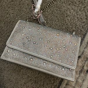Betsey Johnson Womens Metallic Embellished Shoulder Handbag